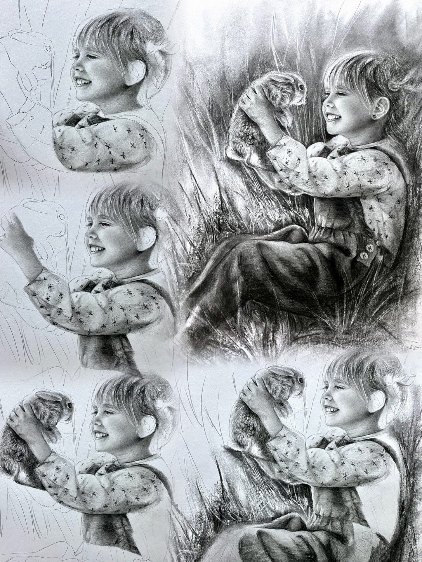 鉛筆炭筆素描課程 【兔兔你在仰望什麼? 】