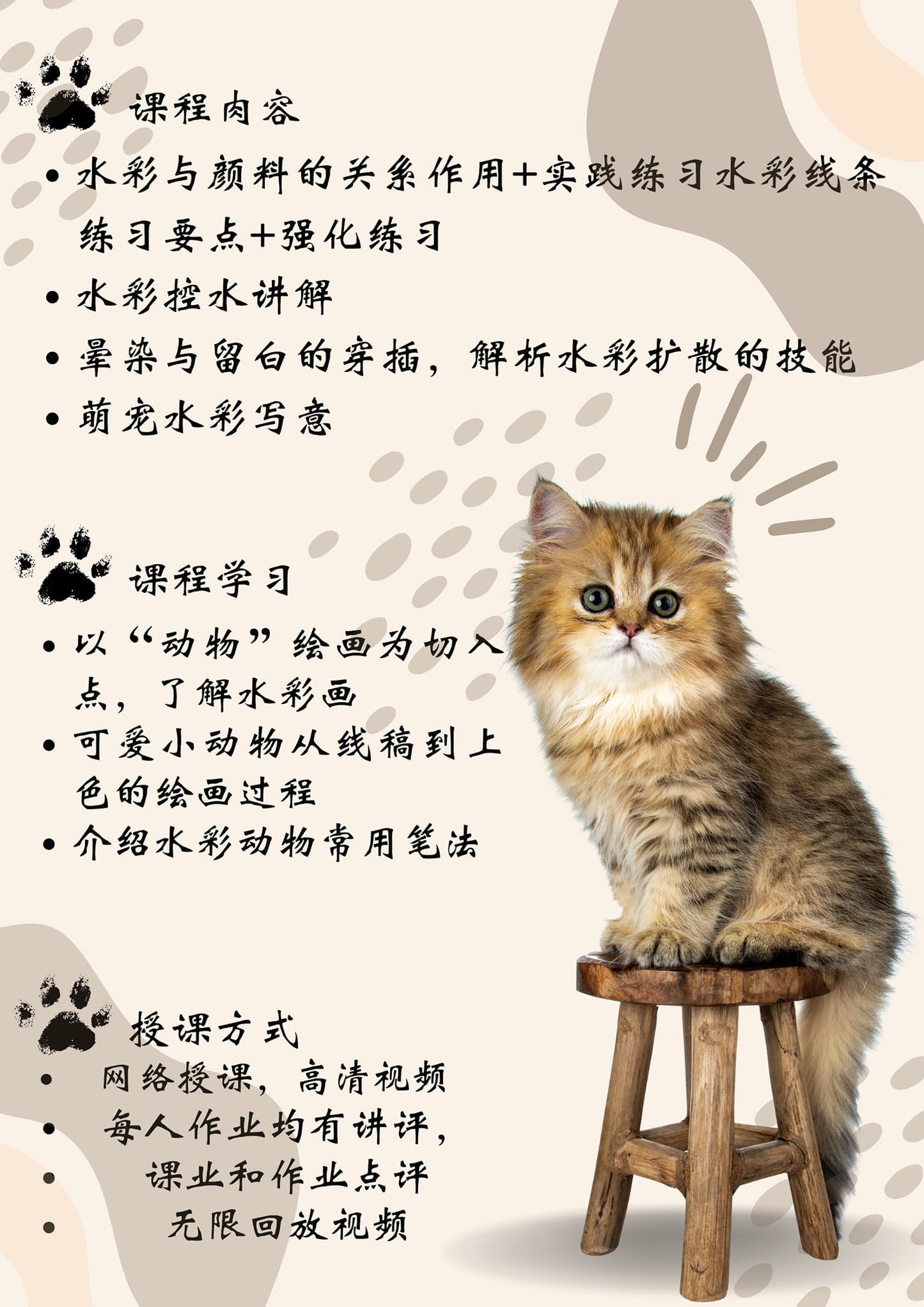 水彩動物課 【喵趣橫生】